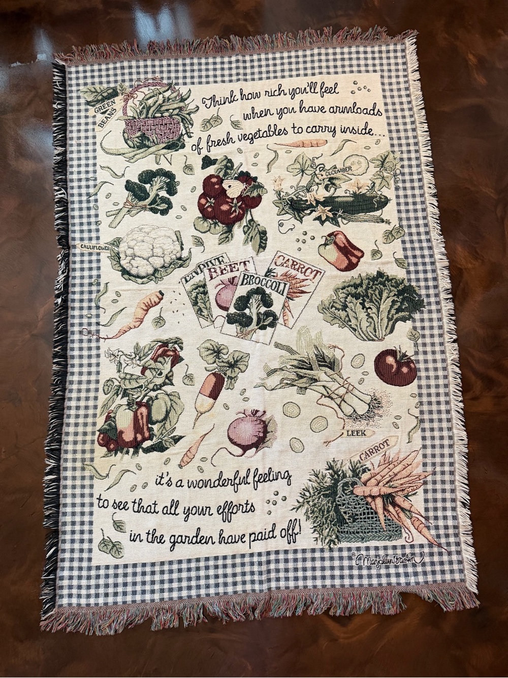Goodwin Weavers Marjolein Bastin 100% Cotton Throw Blanket Garden Vegetables USA